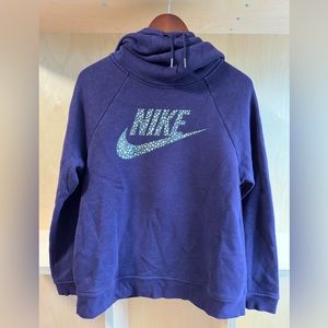 Nike Women's Rally Funnel Neck Metallic Pullover Hoodie Size Medium
